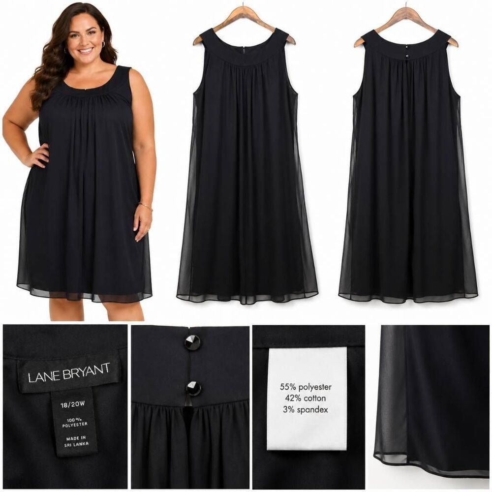 Lane Bryant Black Chiffon Sleeveless Midi Dress 18/20W